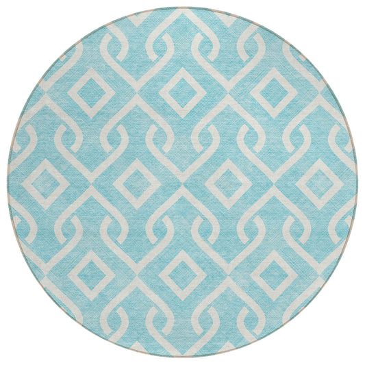 Addison Rugs Offset Stripes Aqua Washable Indoor-Outdoor Rug