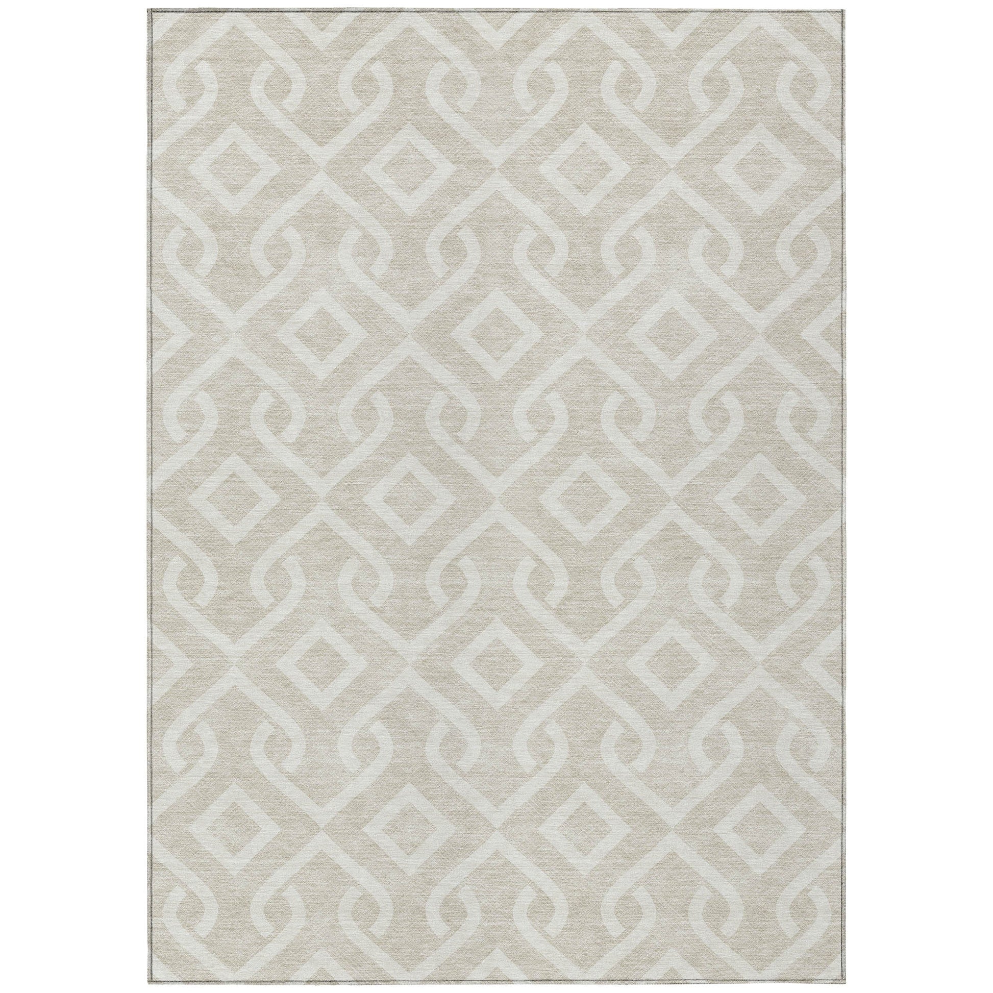 Addison Rugs Offset Stripes Beige Washable Indoor-Outdoor Rug