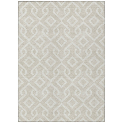 Addison Rugs Offset Stripes Beige Washable Indoor-Outdoor Rug