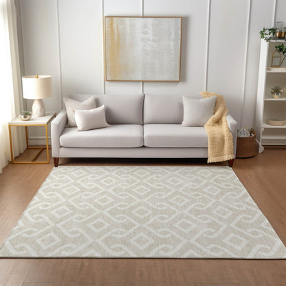 Addison Rugs Offset Stripes Beige Washable Indoor-Outdoor Rug
