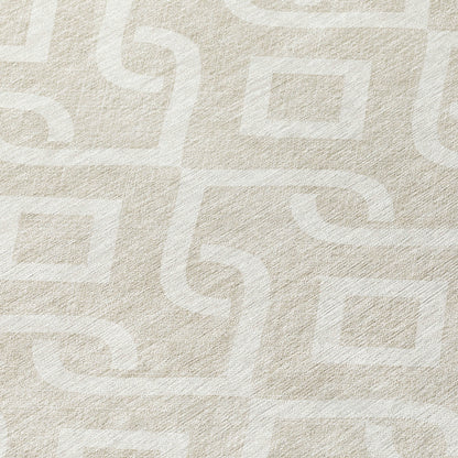 Addison Rugs Offset Stripes Beige Washable Indoor-Outdoor Rug