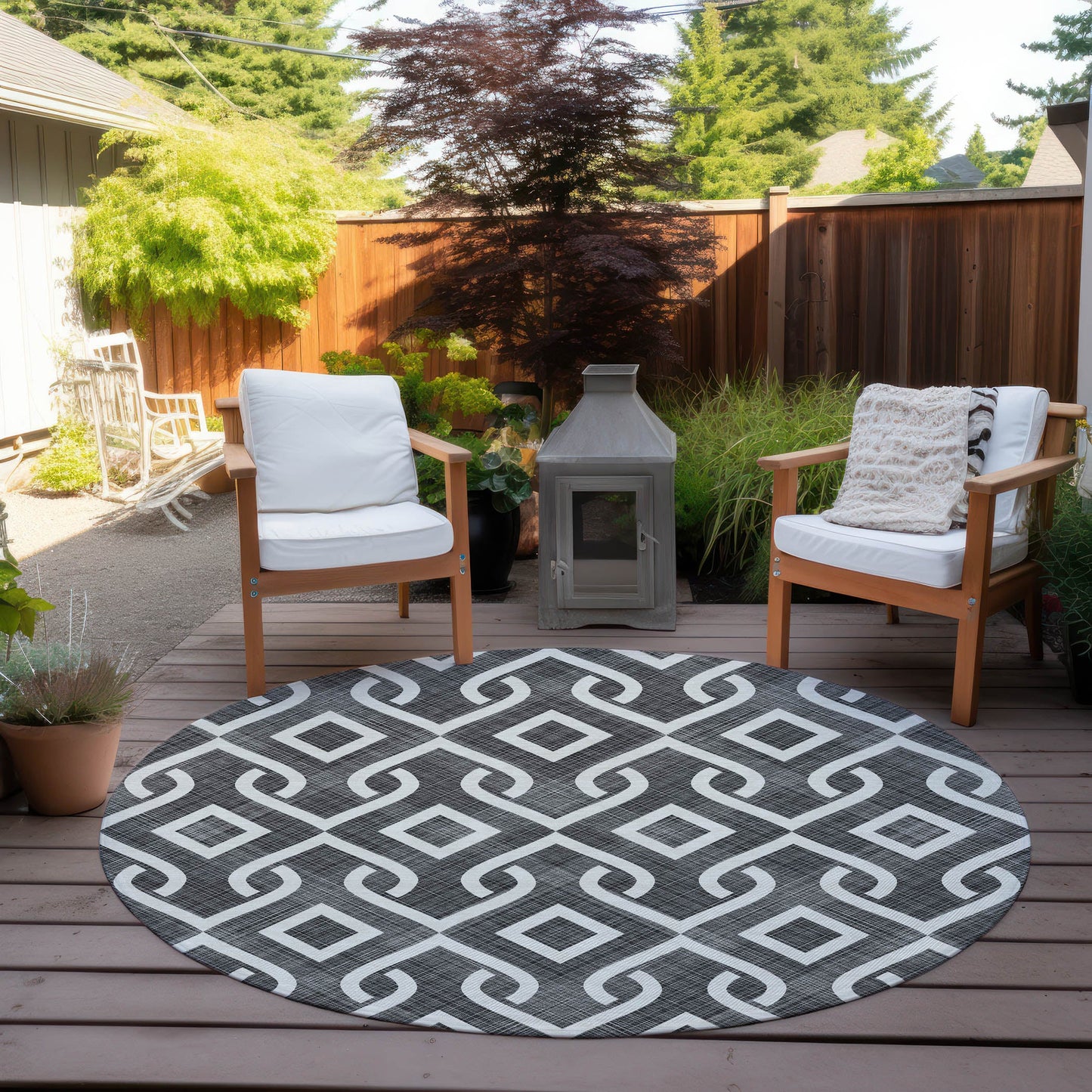 Addison Rugs Offset Stripes Black Washable Indoor-Outdoor Rug
