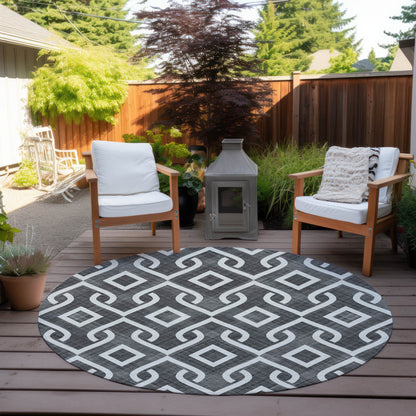 Addison Rugs Offset Stripes Black Washable Indoor-Outdoor Rug