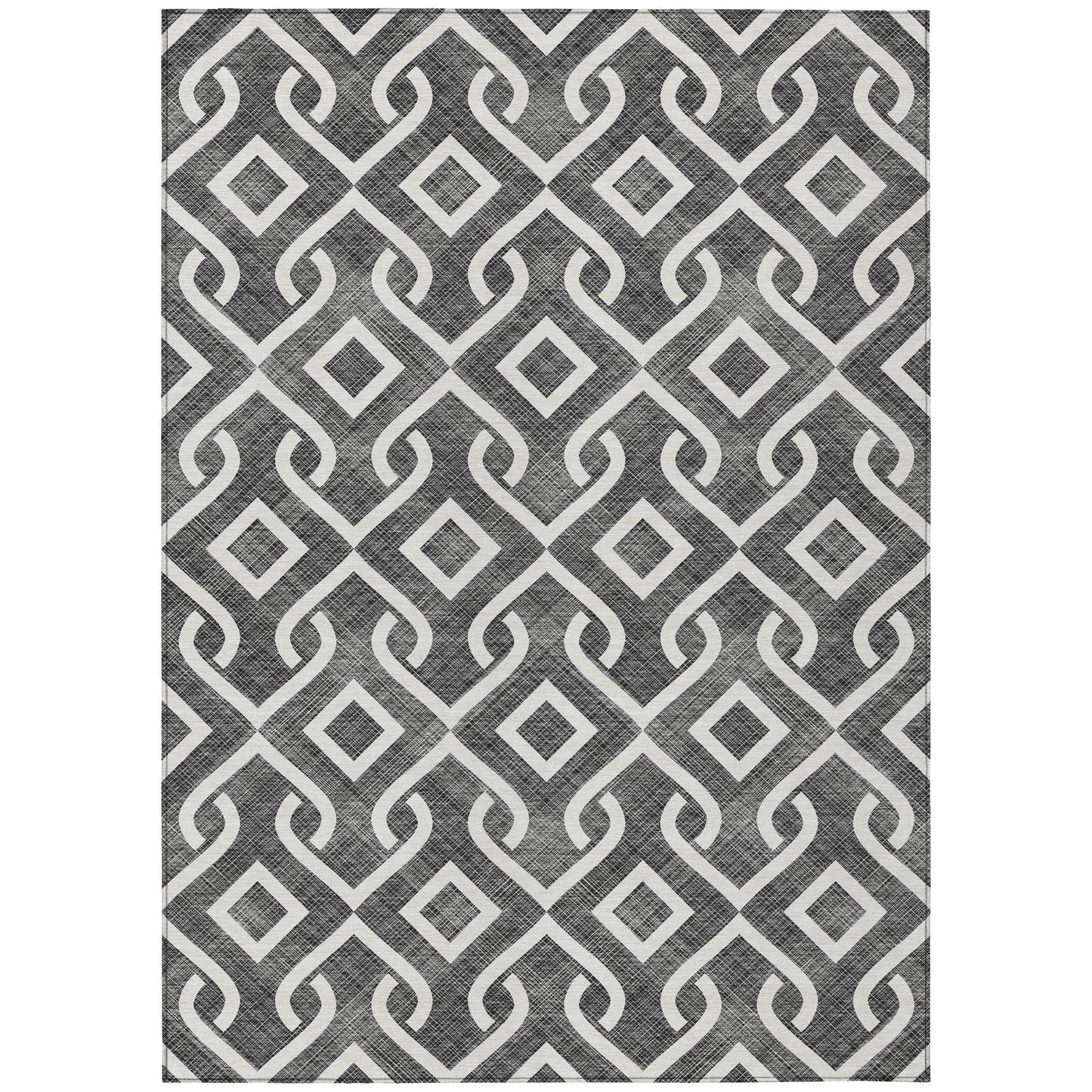 Addison Rugs Offset Stripes Black Washable Indoor-Outdoor Rug