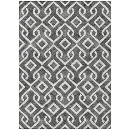 Addison Rugs Offset Stripes Black Washable Indoor-Outdoor Rug