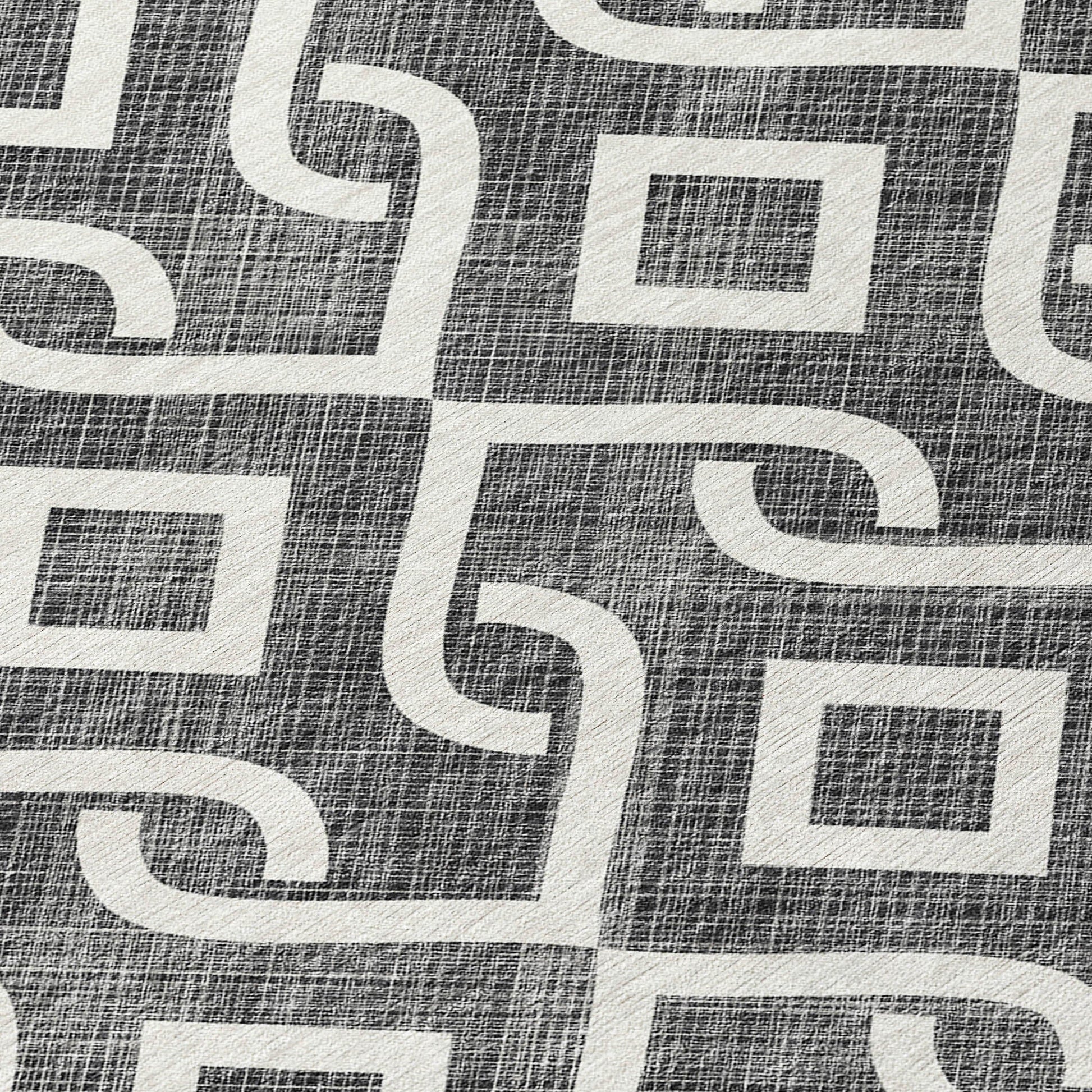 Addison Rugs Offset Stripes Black Washable Indoor-Outdoor Rug