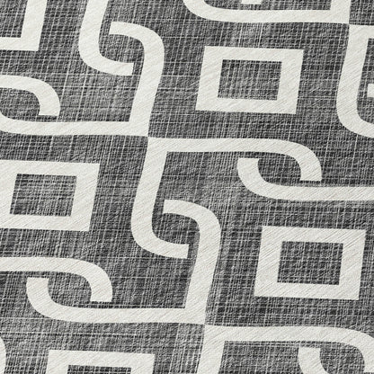 Addison Rugs Offset Stripes Black Washable Indoor-Outdoor Rug
