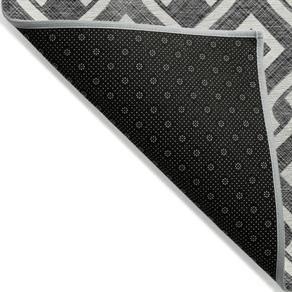 Addison Rugs Offset Stripes Black Washable Indoor-Outdoor Rug