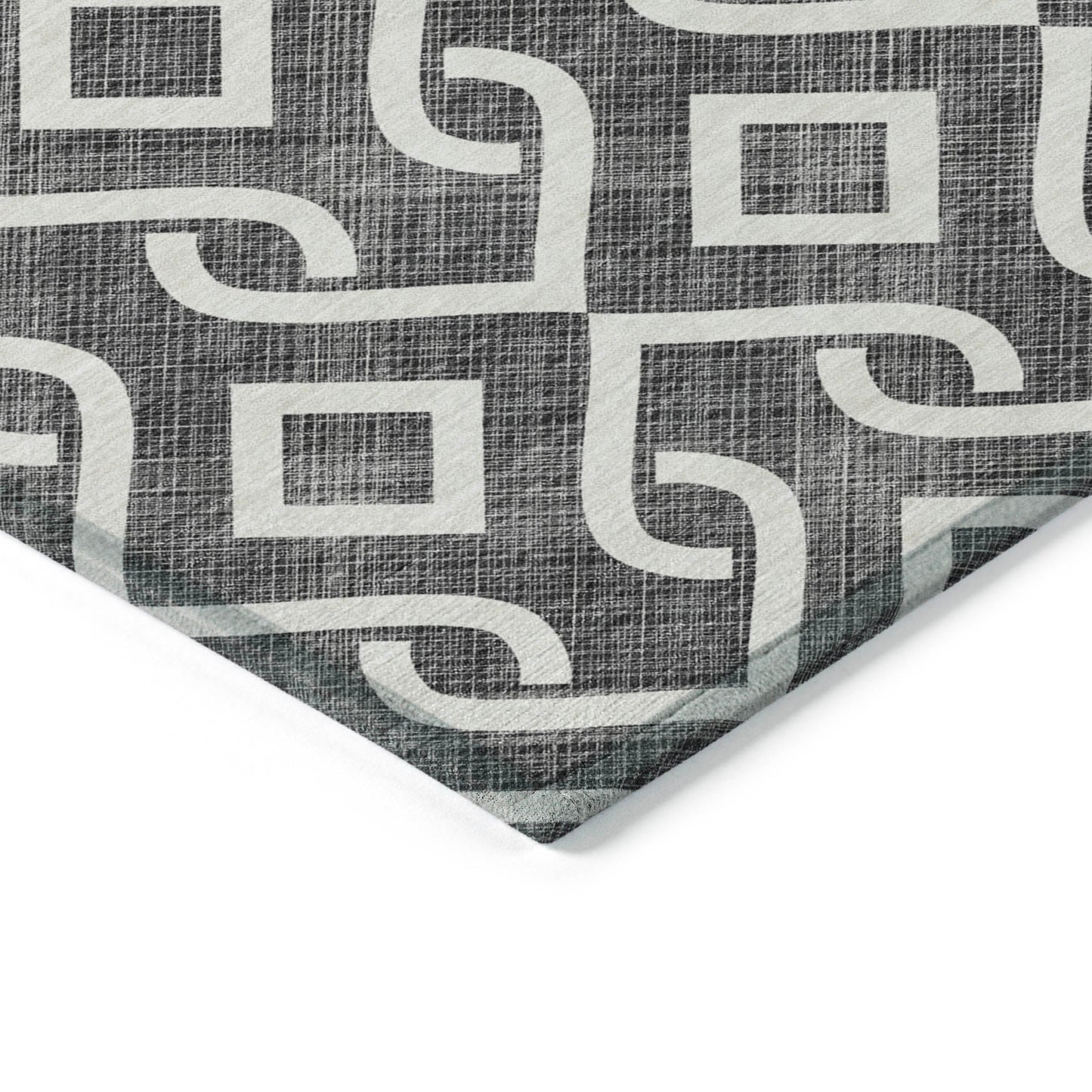Addison Rugs Offset Stripes Black Washable Indoor-Outdoor Rug