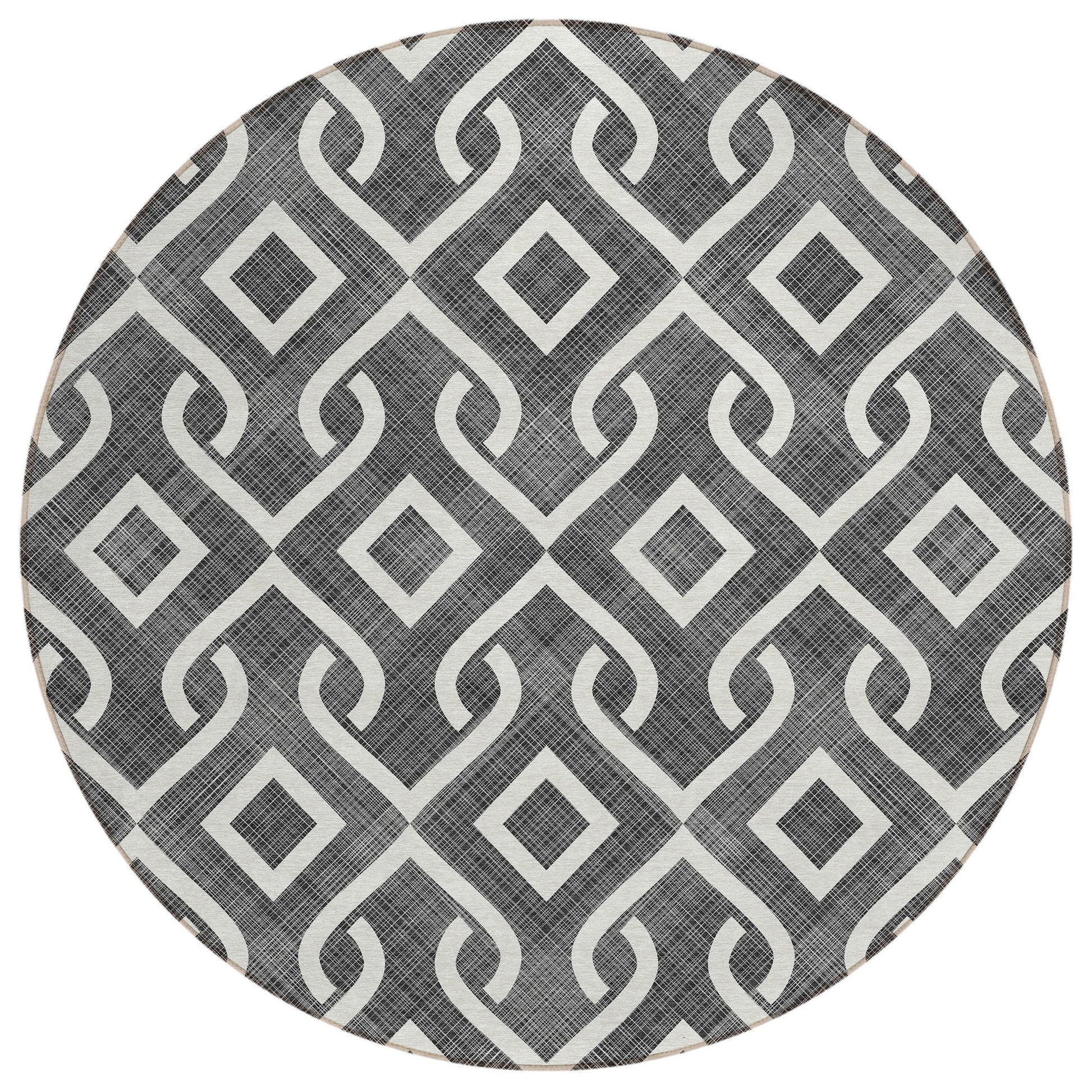 Addison Rugs Offset Stripes Black Washable Indoor-Outdoor Rug
