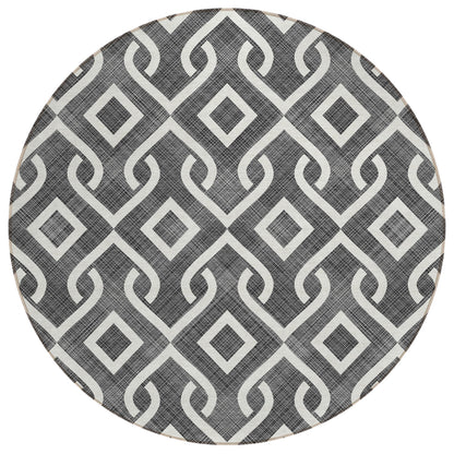 Addison Rugs Offset Stripes Black Washable Indoor-Outdoor Rug