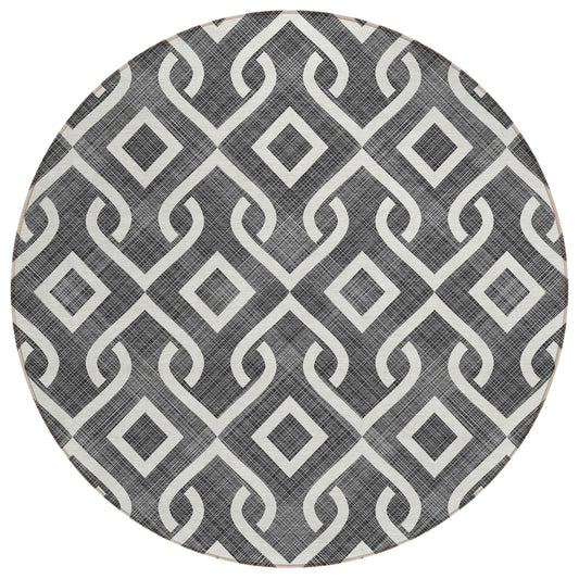 Addison Rugs Offset Stripes Black Washable Indoor-Outdoor Rug