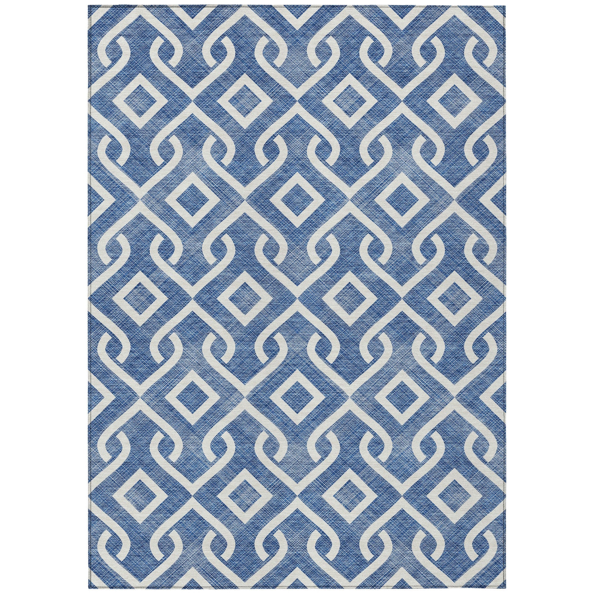 Addison Rugs Offset Stripes Blue Washable Indoor-Outdoor Rug