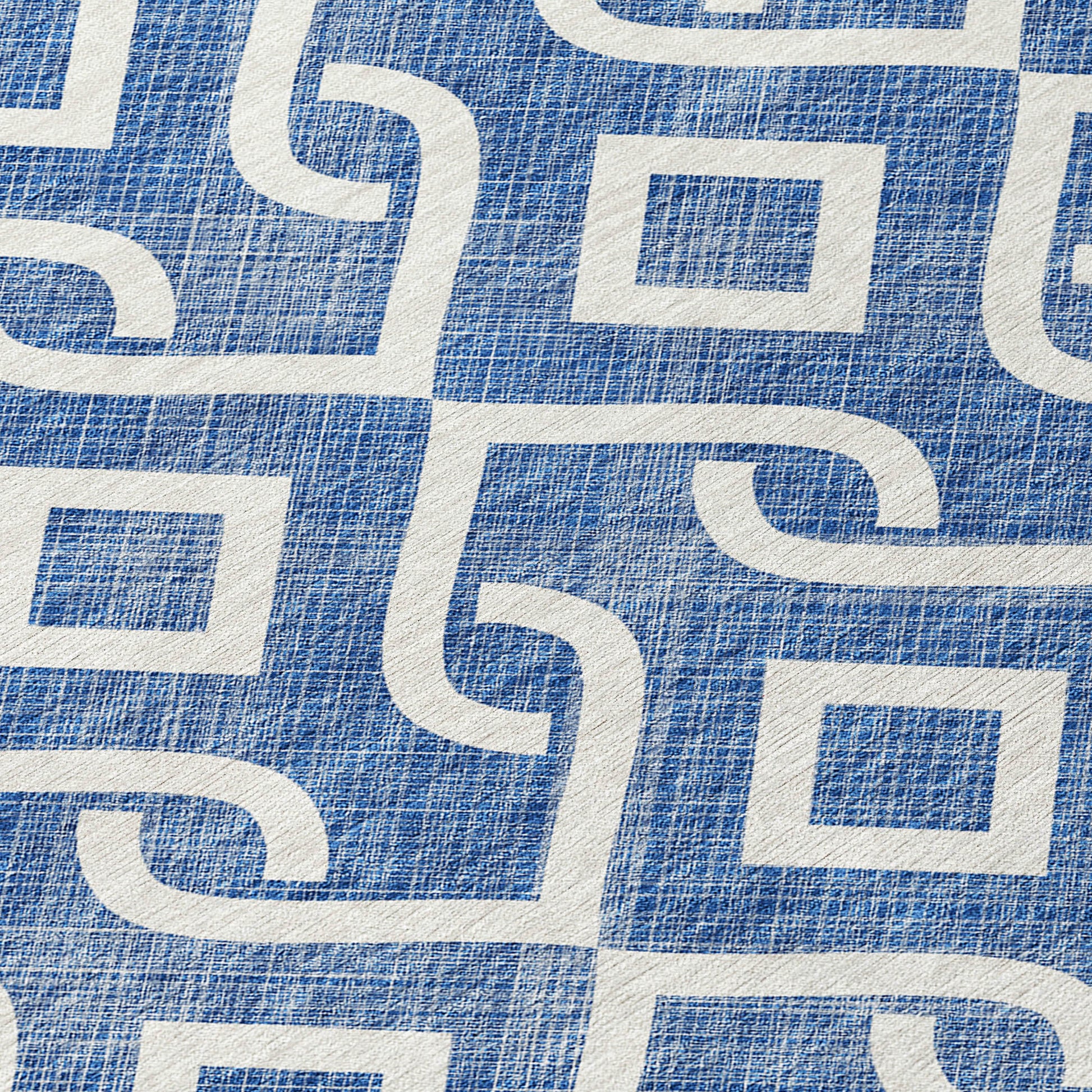 Addison Rugs Offset Stripes Blue Washable Indoor-Outdoor Rug