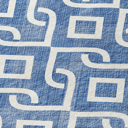 Addison Rugs Offset Stripes Blue Washable Indoor-Outdoor Rug