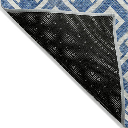 Addison Rugs Offset Stripes Blue Washable Indoor-Outdoor Rug