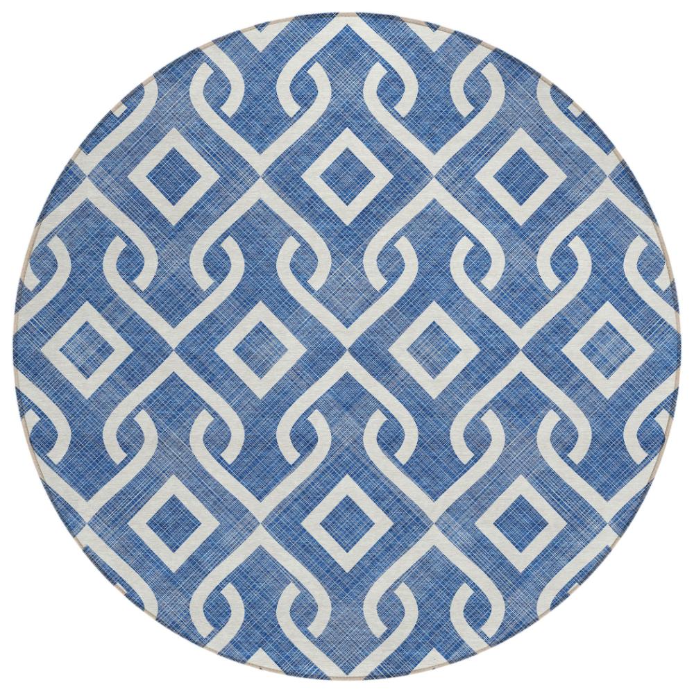 Addison Rugs Offset Stripes Blue Washable Indoor-Outdoor Rug