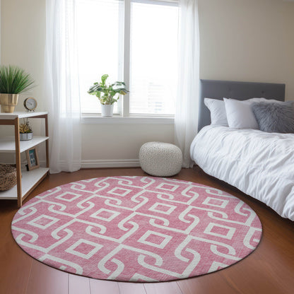 Addison Rugs Offset Stripes Blush Washable Indoor-Outdoor Rug
