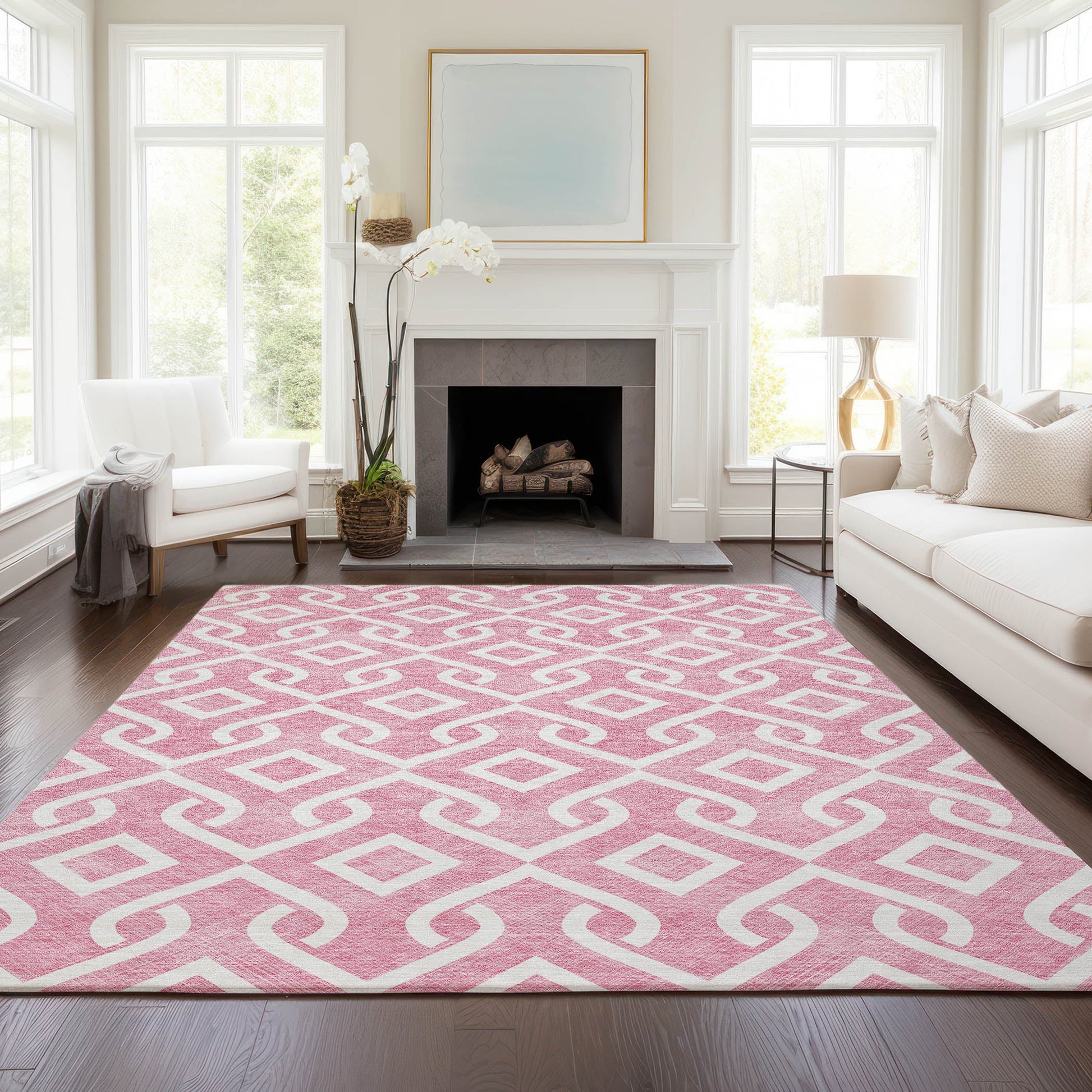 Addison Rugs Offset Stripes Blush Washable Indoor-Outdoor Rug