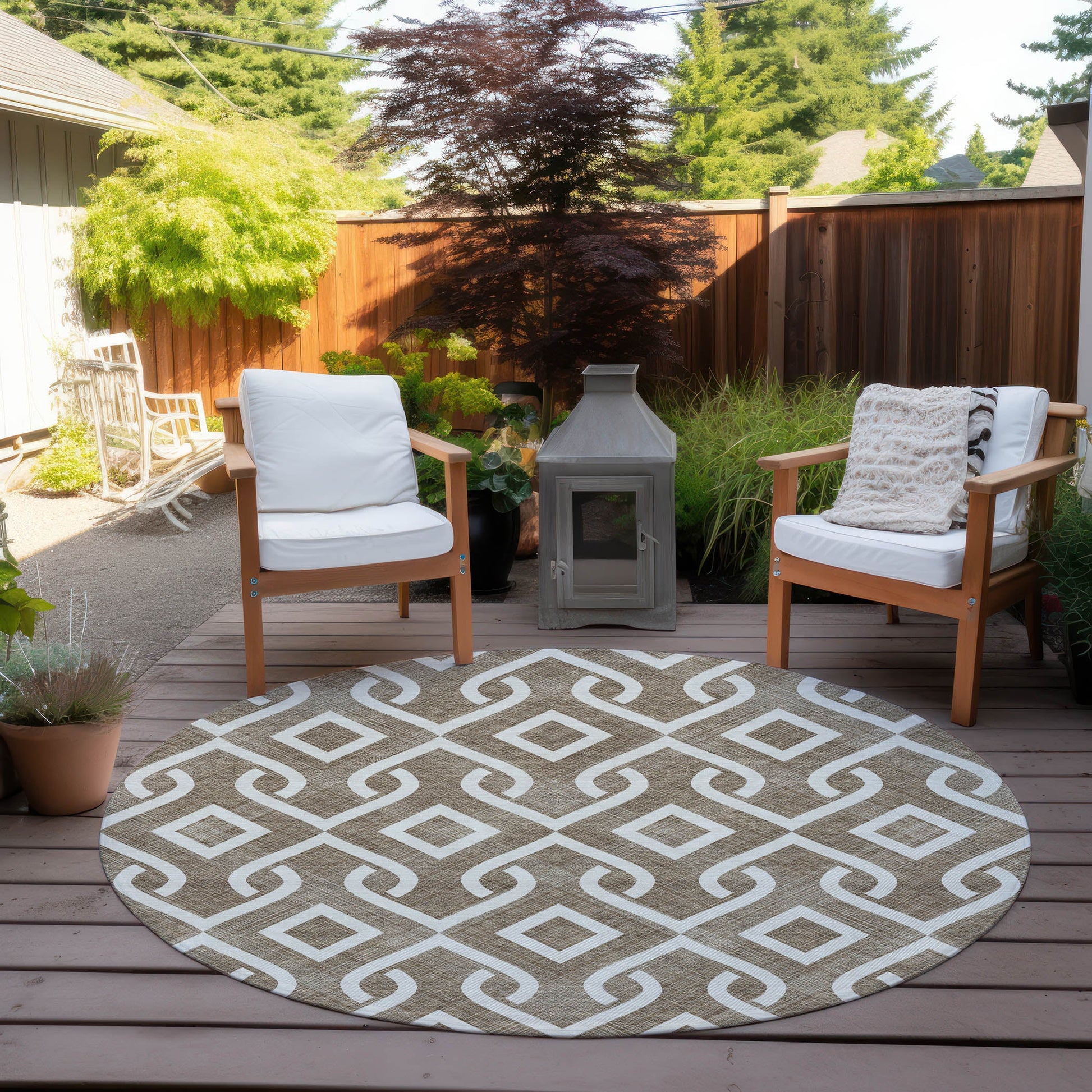 Addison Rugs Offset Stripes Brown Washable Indoor-Outdoor Rug