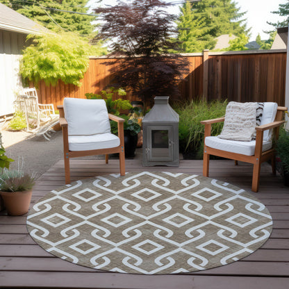 Addison Rugs Offset Stripes Brown Washable Indoor-Outdoor Rug