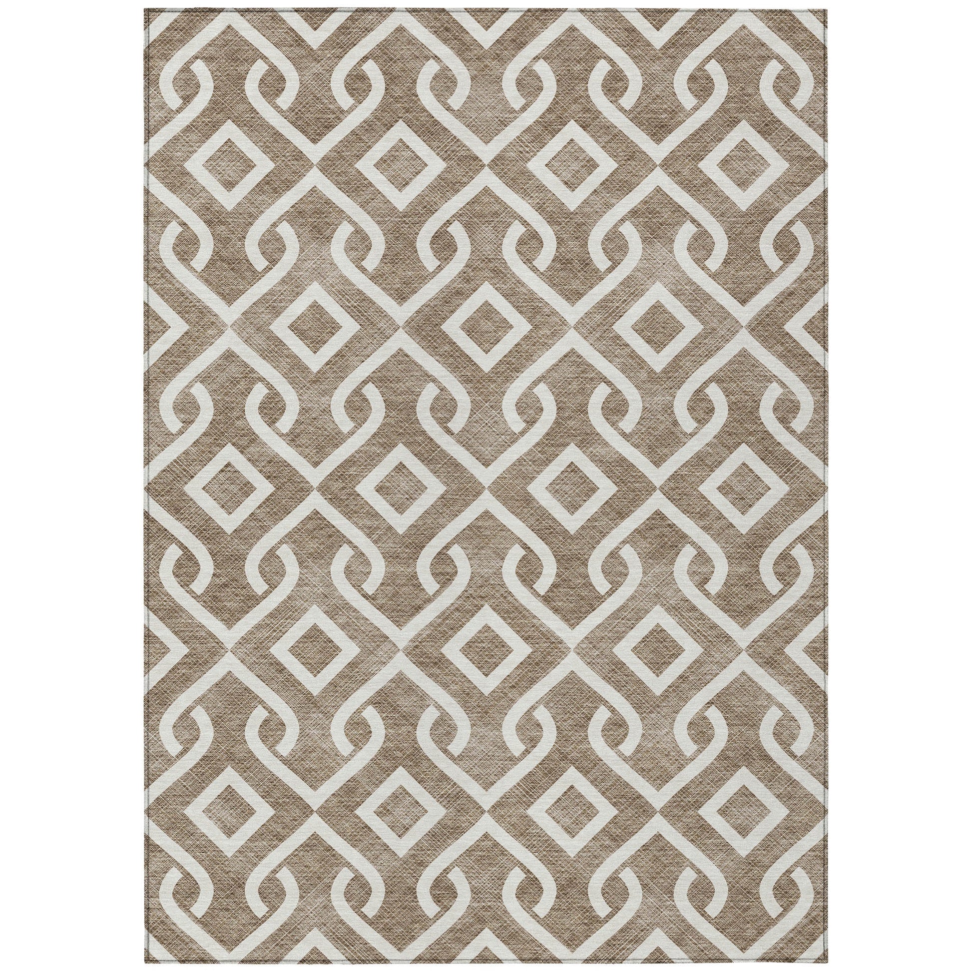 Addison Rugs Offset Stripes Brown Washable Indoor-Outdoor Rug