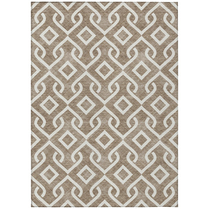 Addison Rugs Offset Stripes Brown Washable Indoor-Outdoor Rug