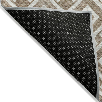 Addison Rugs Offset Stripes Brown Washable Indoor-Outdoor Rug