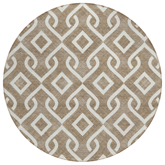 Addison Rugs Offset Stripes Brown Washable Indoor-Outdoor Rug