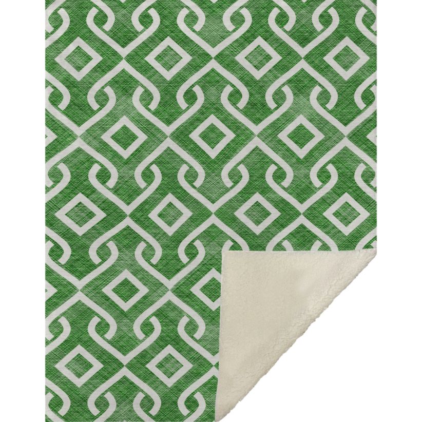 Addison Rugs Offset Stripes Emerald Indoor-Outdoor Rug with Matching Throw