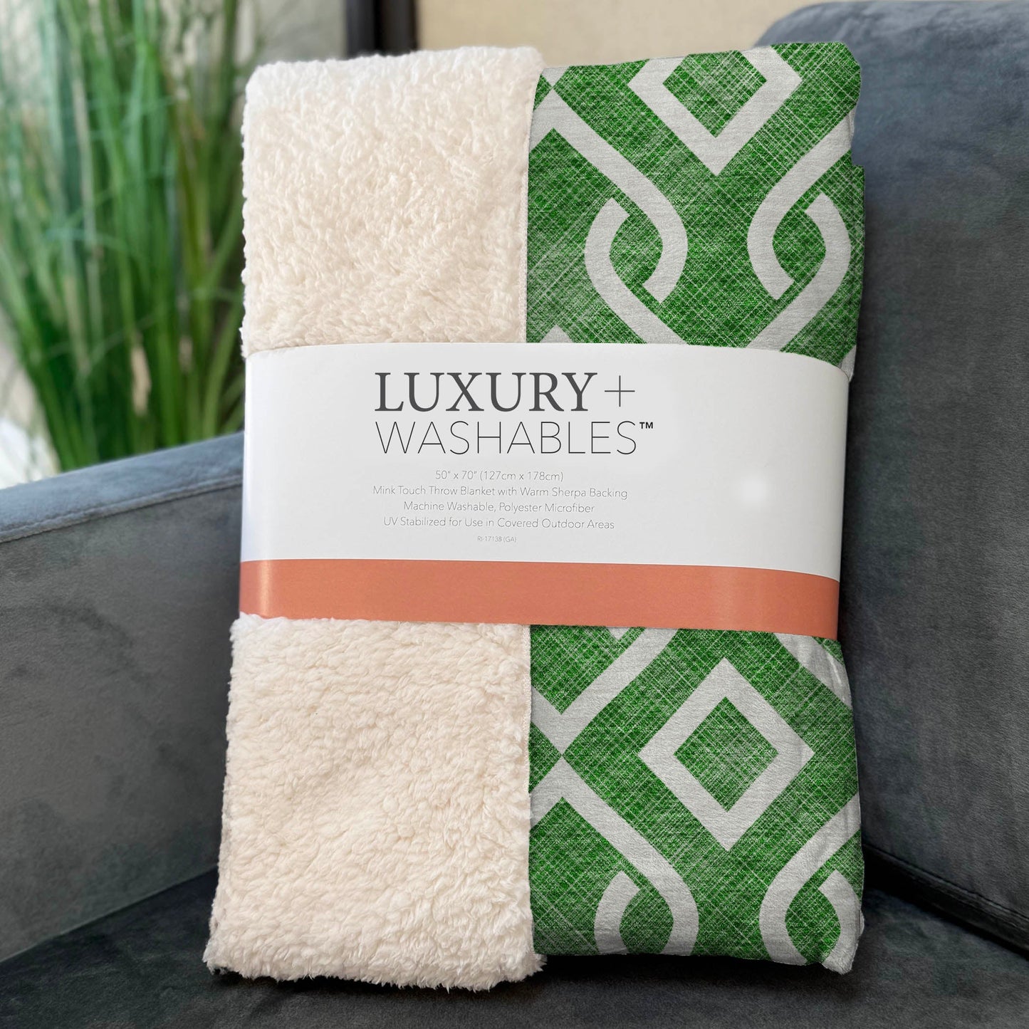 Addison Rugs Offset Stripes Emerald Indoor-Outdoor Rug with Matching Throw
