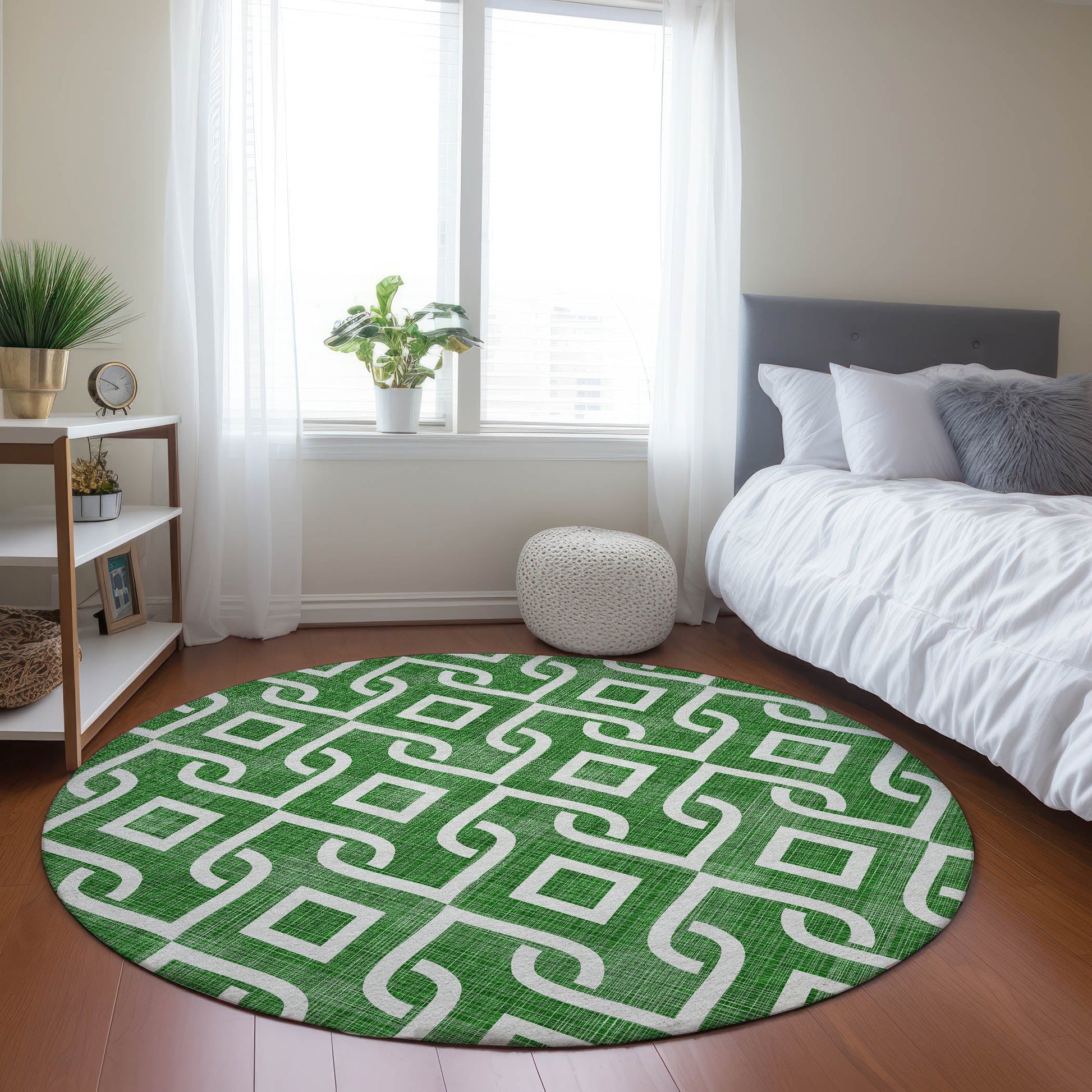 Addison Rugs Offset Stripes Emerald Indoor-Outdoor Rug with Matching Throw