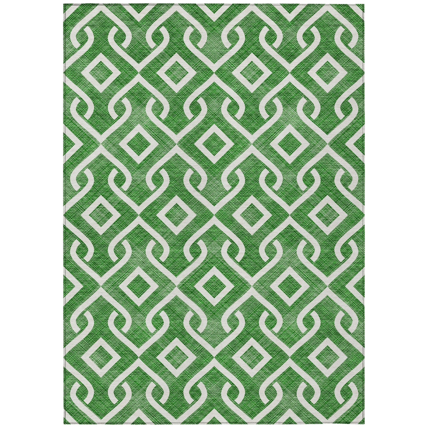Addison Rugs Offset Stripes Emerald Washable Indoor-Outdoor Rug