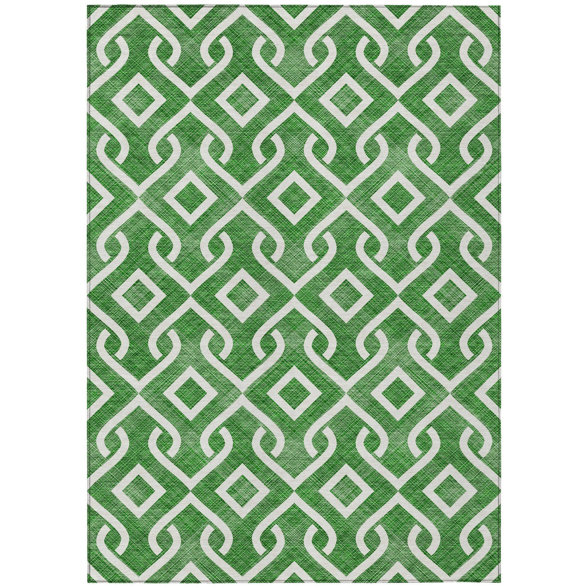 Addison Rugs Offset Stripes Emerald Washable Indoor-Outdoor Rug