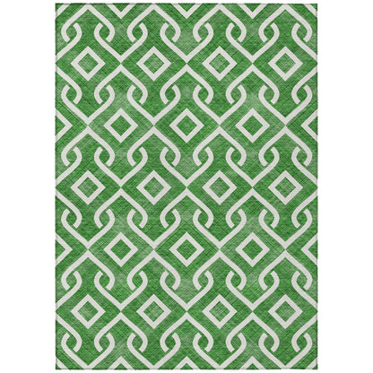 Addison Rugs Offset Stripes Emerald Washable Indoor-Outdoor Rug