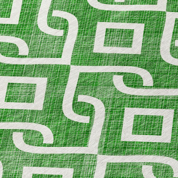 Addison Rugs Offset Stripes Emerald Indoor-Outdoor Rug with Matching Throw