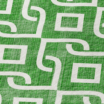Addison Rugs Offset Stripes Emerald Indoor-Outdoor Rug with Matching Throw