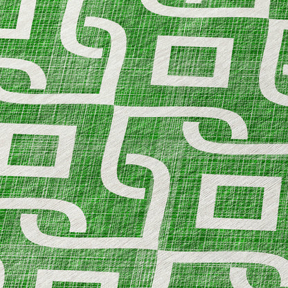 Addison Rugs Offset Stripes Emerald Washable Indoor-Outdoor Rug