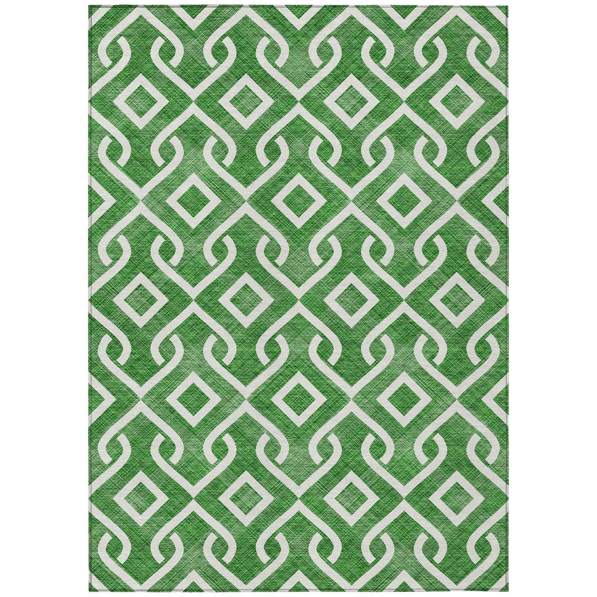 Addison Rugs Offset Stripes Emerald Indoor-Outdoor Rug with Matching Throw