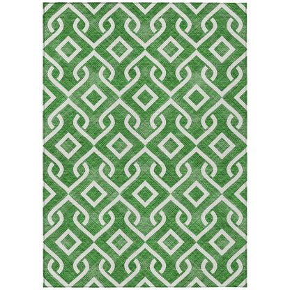 Addison Rugs Offset Stripes Emerald Indoor-Outdoor Rug with Matching Throw