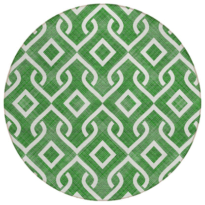 Addison Rugs Offset Stripes Emerald Indoor-Outdoor Rug with Matching Throw