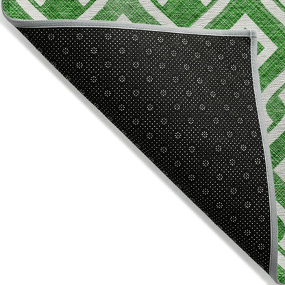 Addison Rugs Offset Stripes Emerald Indoor-Outdoor Rug with Matching Throw