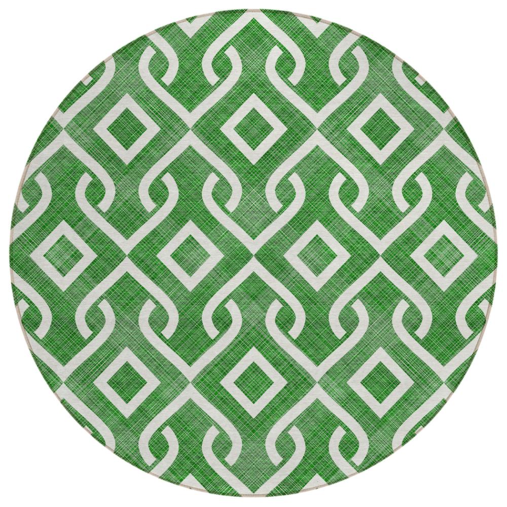 Addison Rugs Offset Stripes Emerald Washable Indoor-Outdoor Rug