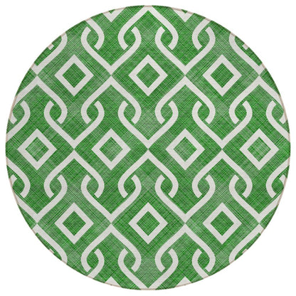 Addison Rugs Offset Stripes Emerald Washable Indoor-Outdoor Rug