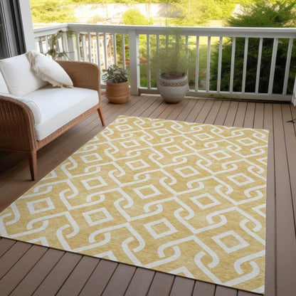 Addison Rugs Offset Stripes Gold Washable Indoor-Outdoor Rug