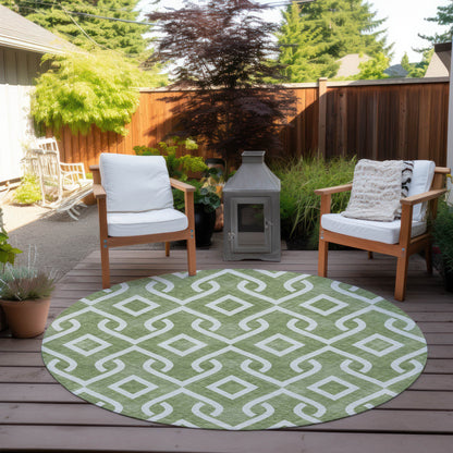 Offset Stripes Green Washable Indoor-Outdoor Rug