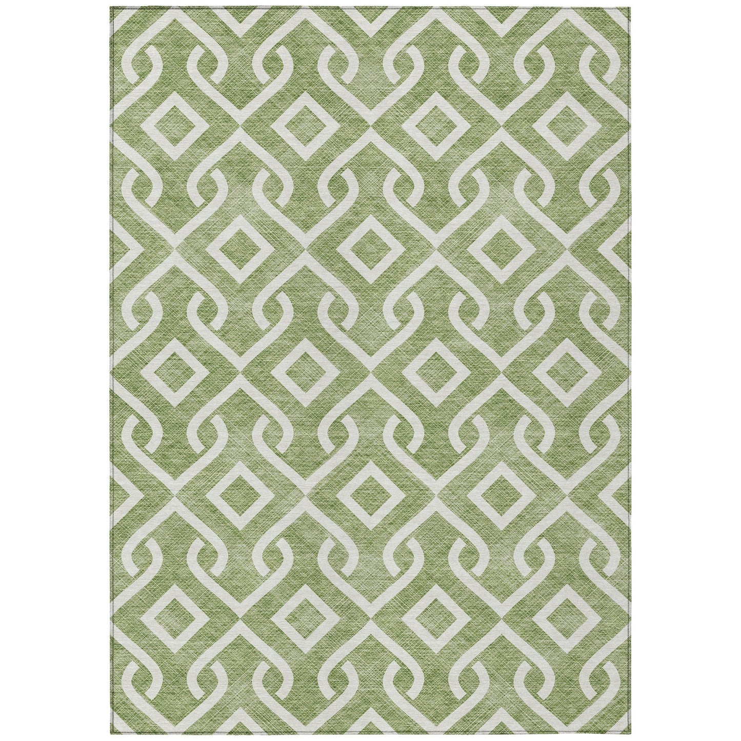Offset Stripes Green Washable Indoor-Outdoor Rug