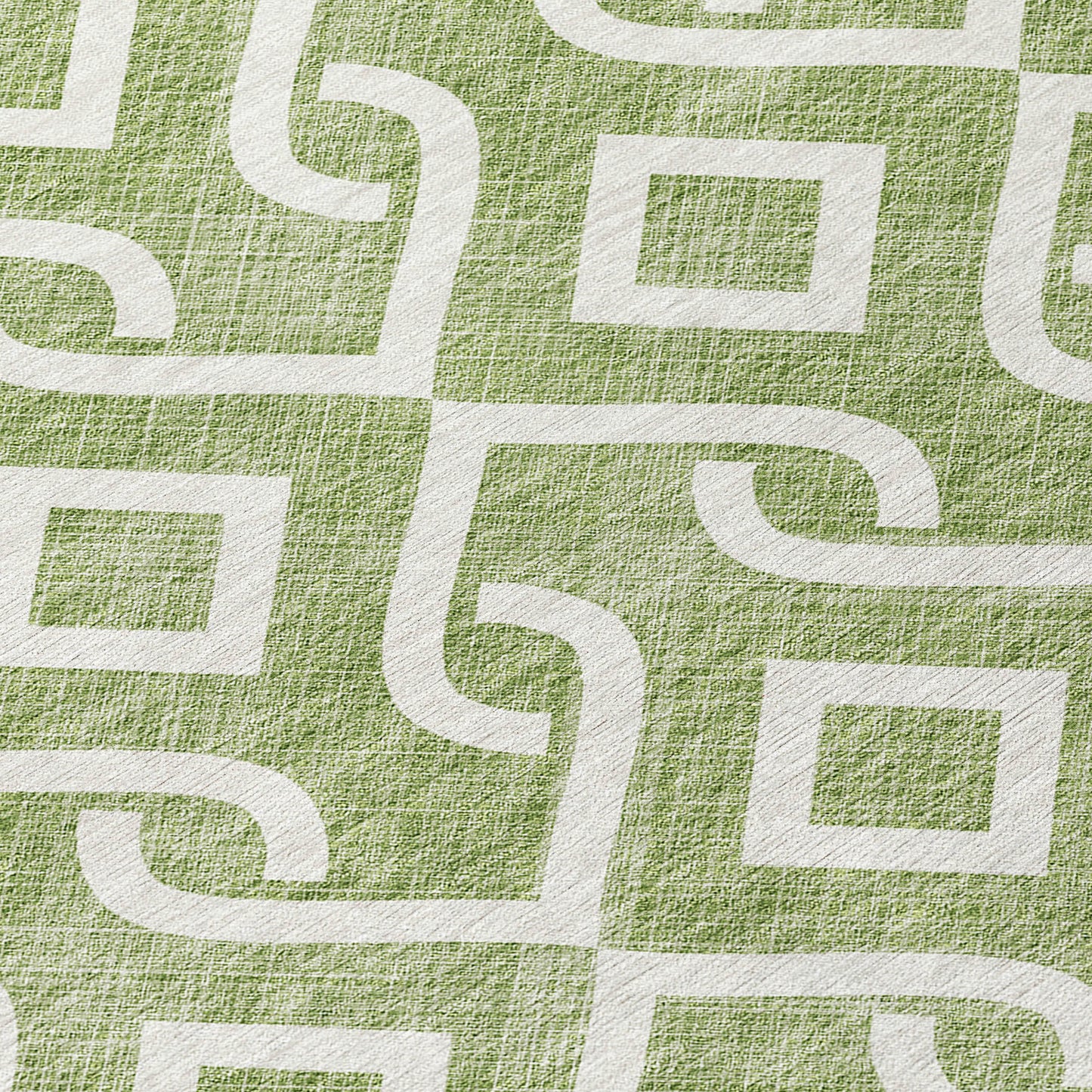 Offset Stripes Green Washable Indoor-Outdoor Rug