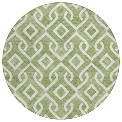 Offset Stripes Green Washable Indoor-Outdoor Rug