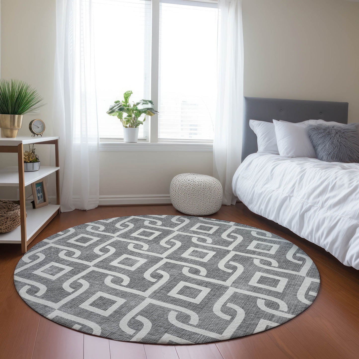 Addison Rugs Offset Stripes Grey Washable Indoor-Outdoor Rug